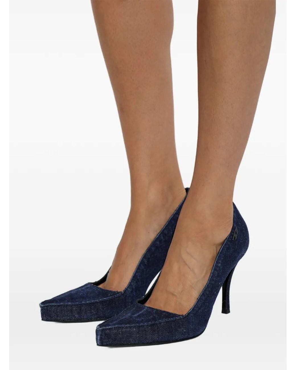 DIESEL Blue Dark Silk-Blend Mid-Heel Pumps