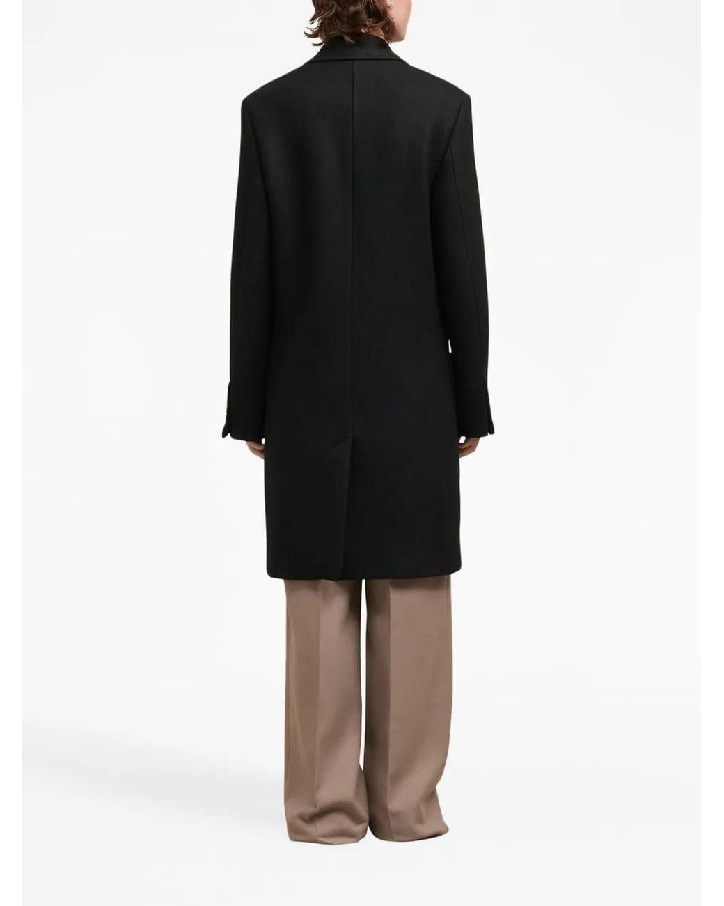 AMI Black Single-Breasted Wool Coat