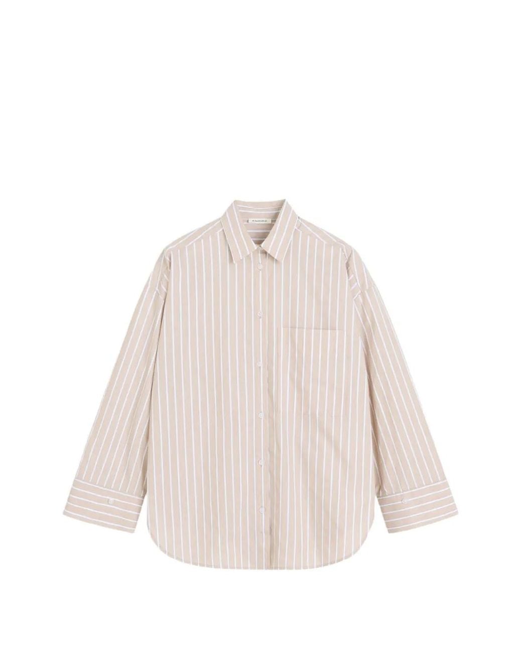 By Malene Birger Pink Derris Vertical-Stripe Chest-Pocket Shirt