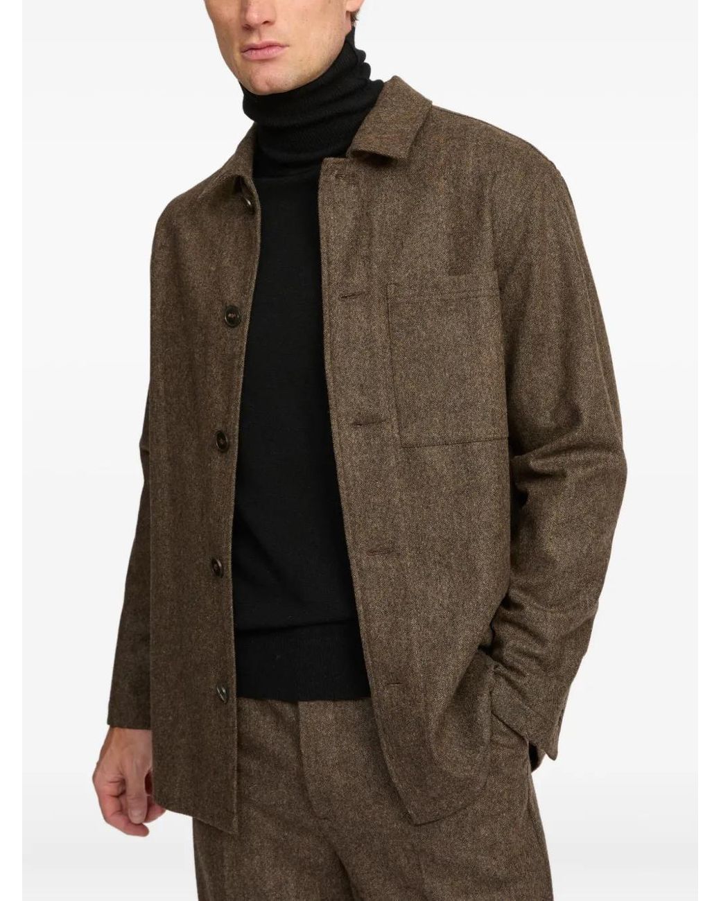 Yves Salomon Green Tweed Shirt Jacket for men