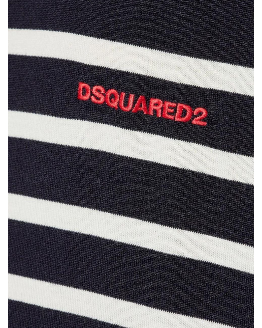 DSquared² Blue Round-Neck Knitwear for men