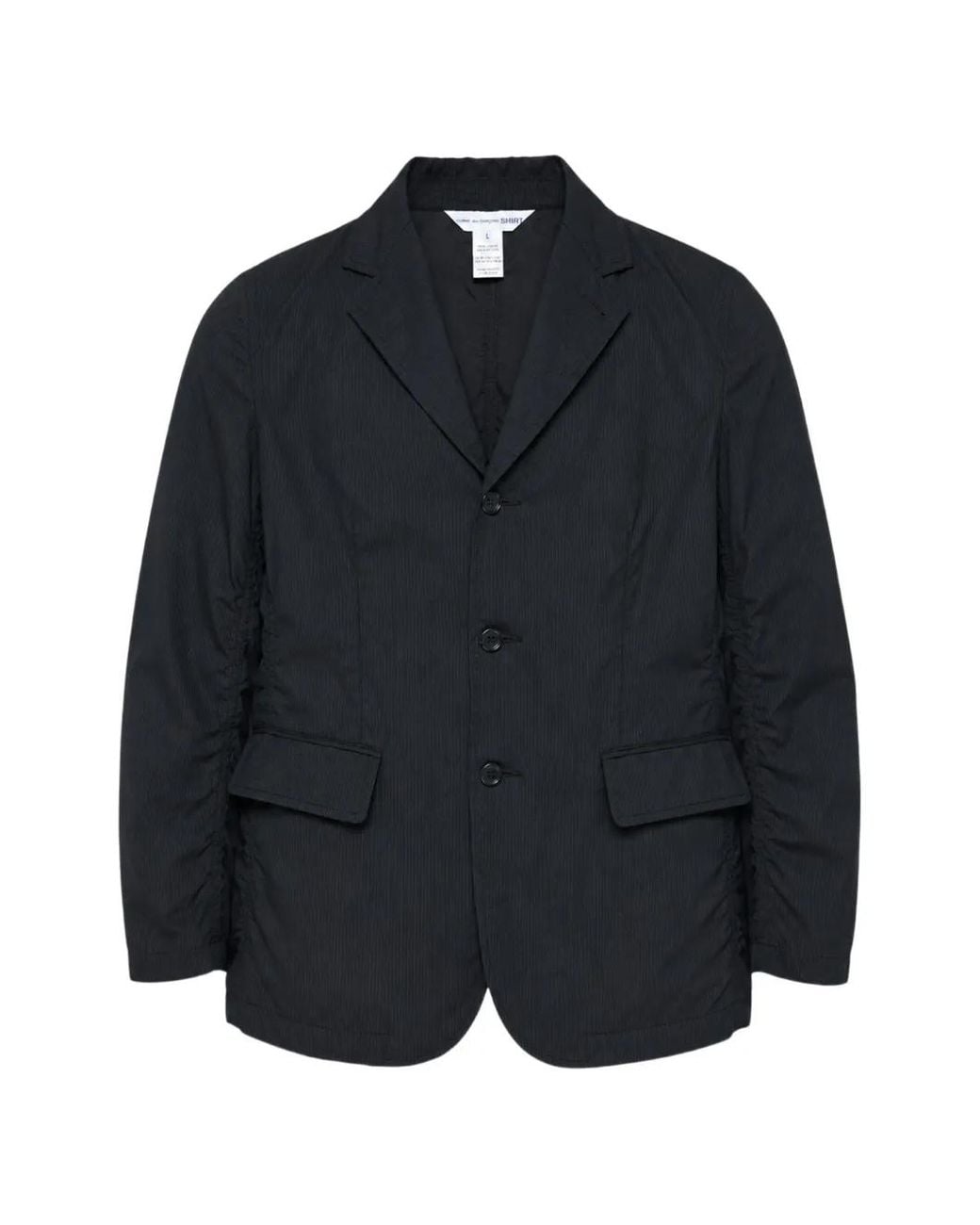 Comme des Garçons Blue Ruched Pinstripe Jacket for men