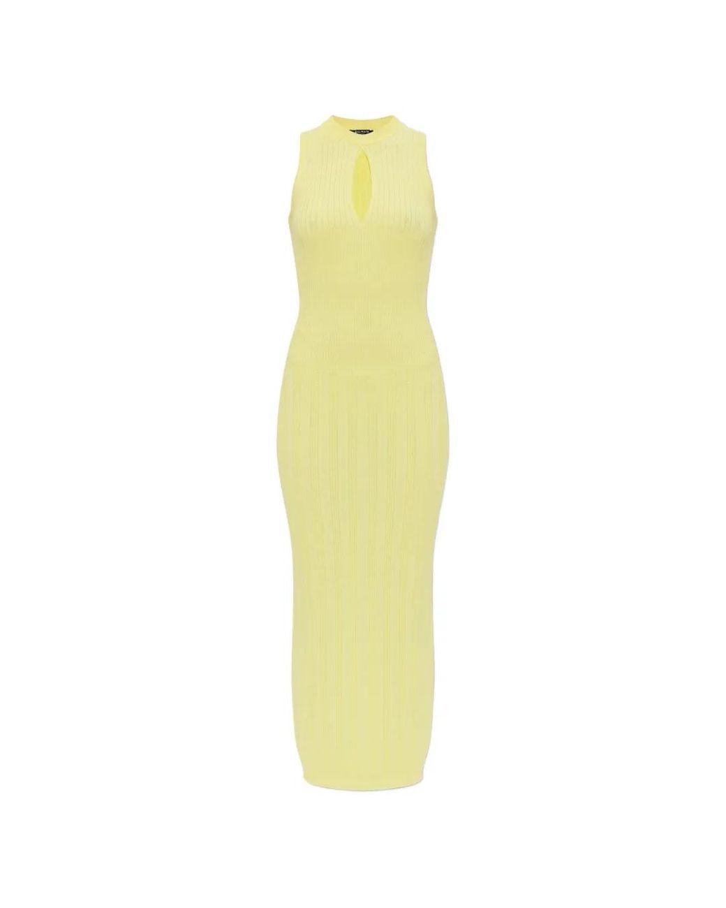 Balmain White Keyhole Ribbed Dress
