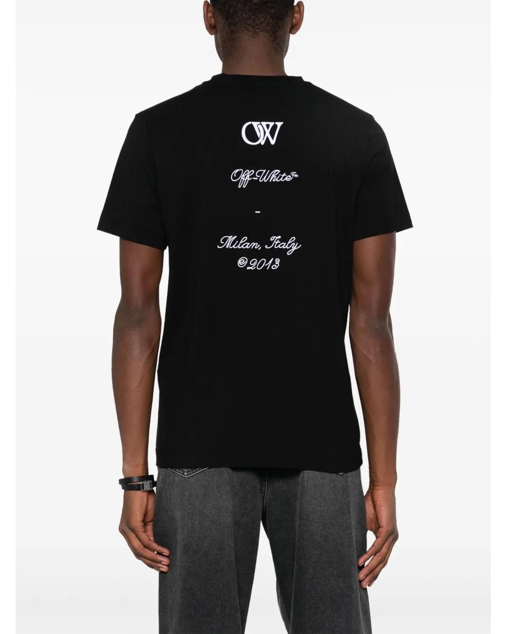 Off-White c/o Virgil Abloh Black Off- 23 Embroidered T-Shirt for men