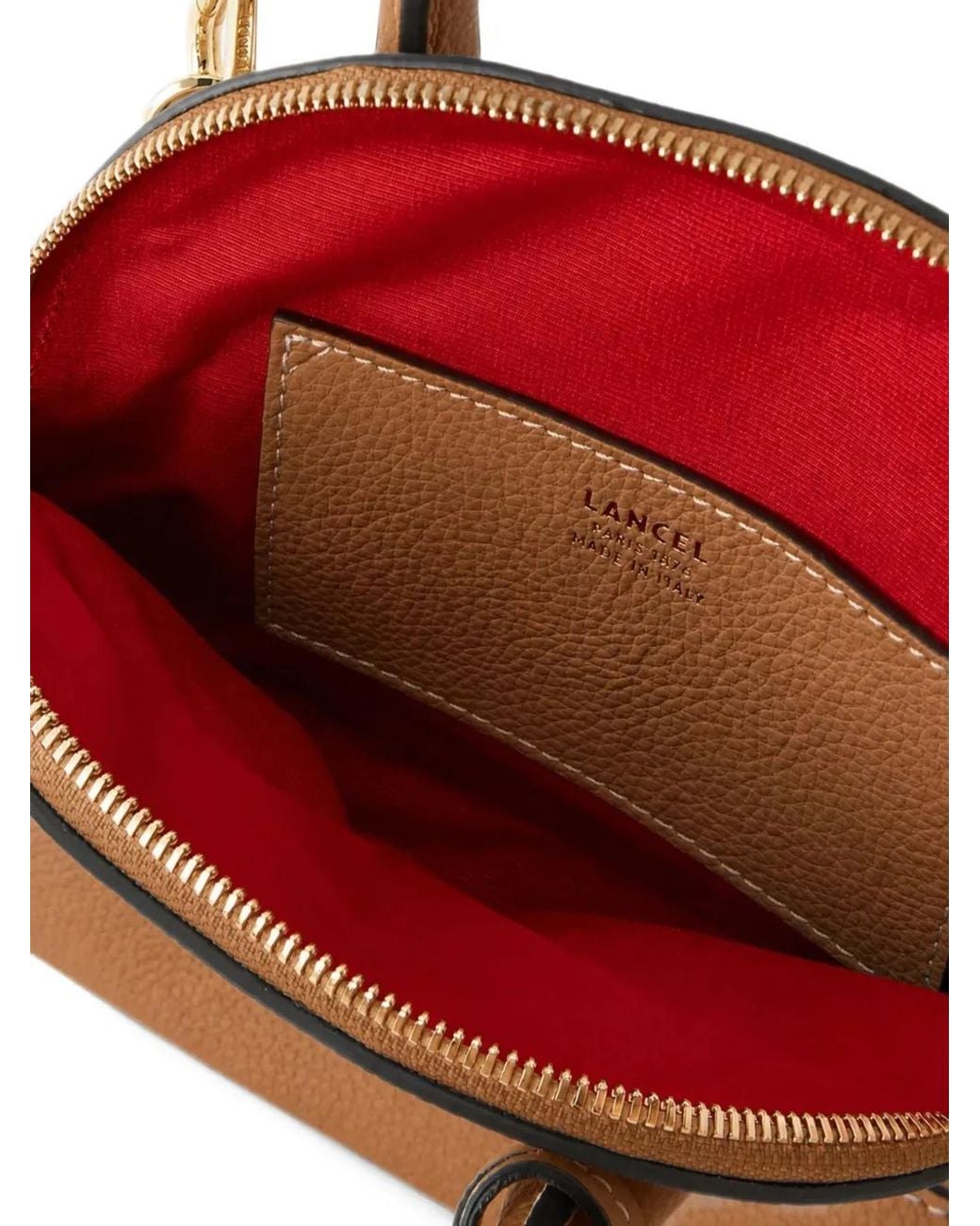 Lancel Brown Mini Logo-Plaque Grained Bovine Leather Tote Bag