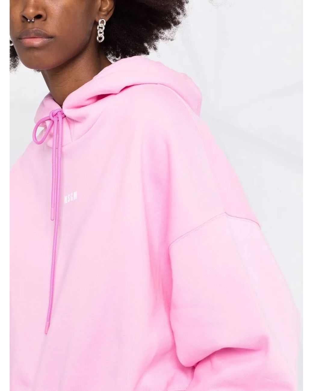 MSGM Pink Logo-Print Hoodie