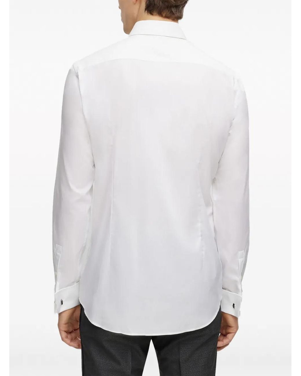 Boss White Tailored Spread-Collar Long-Sleeve Shirt for men