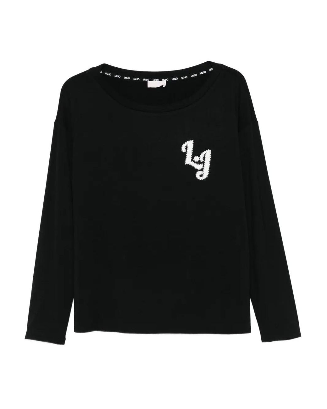 Liu Jo Black Logo-Detail Long-Sleeve Top