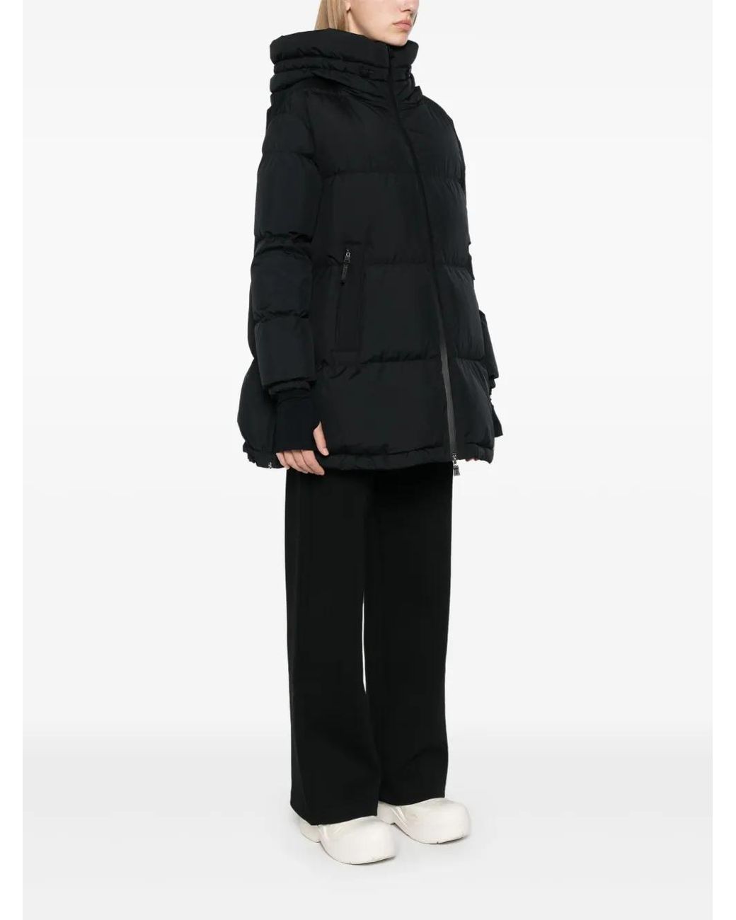 Herno Black Logo Keeper Loop Coat