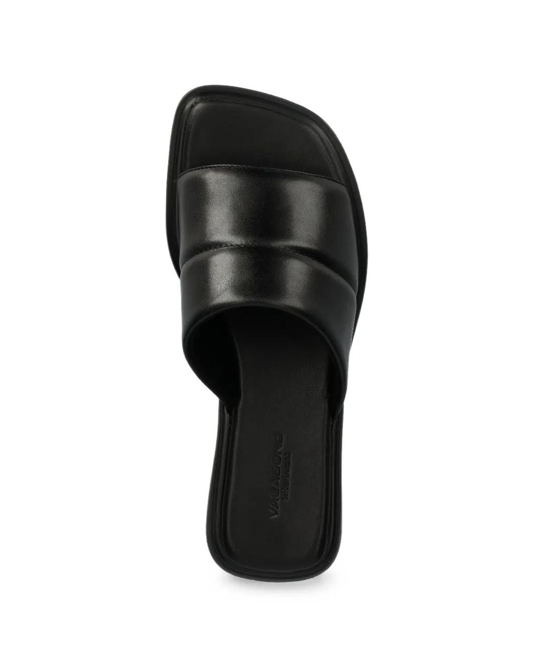 Vagabond Black Padded Square-Toe Sandals