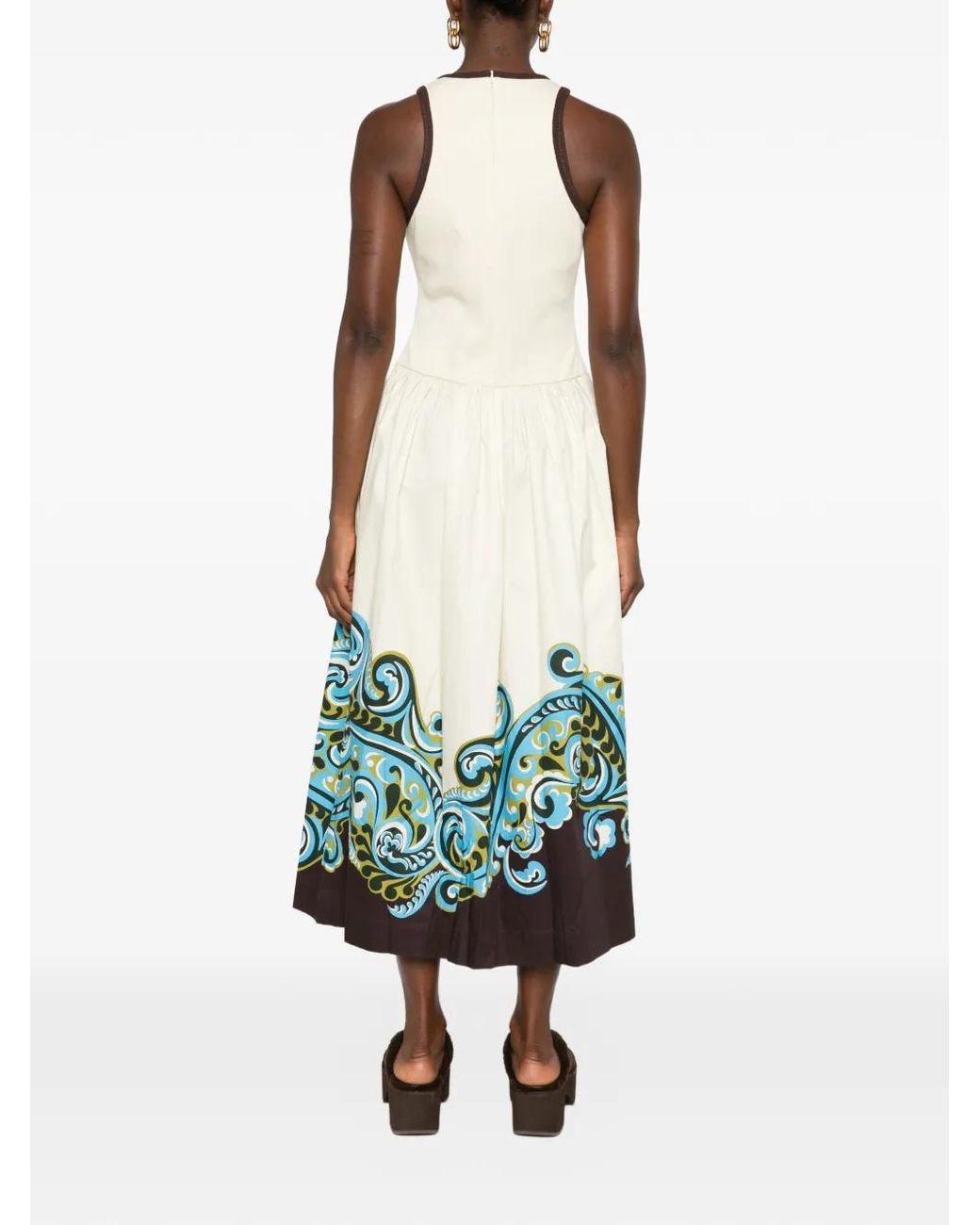 ALÉMAIS White Natalia Paisley-Print Sleeveless Midi Dress
