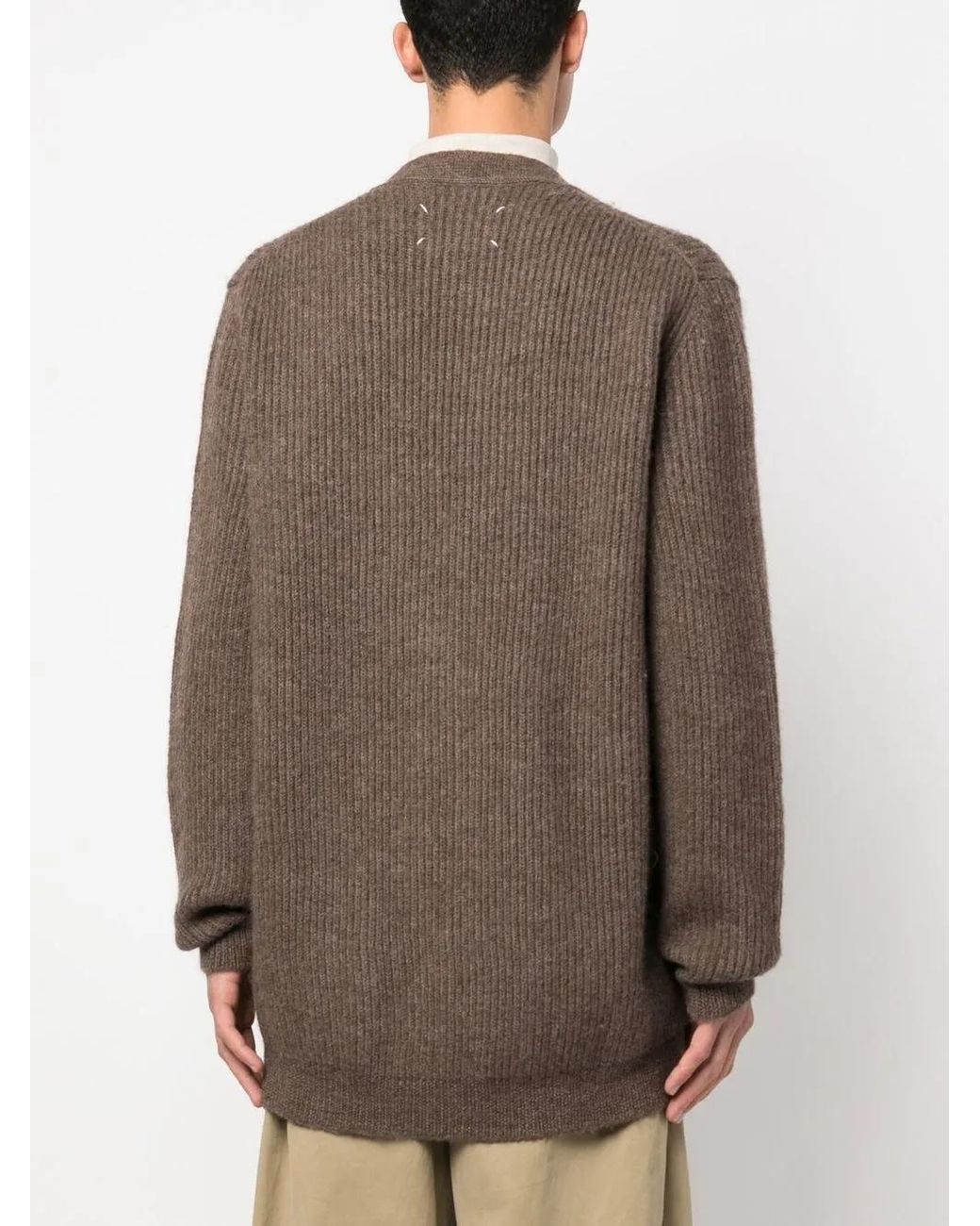 Maison Margiela Brown V-Neck Alpaca-Blend Cardigan for men