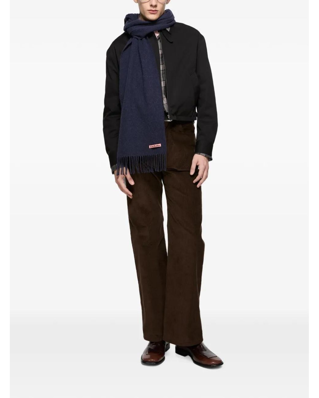 Acne Blue Fringe Wool Scarf