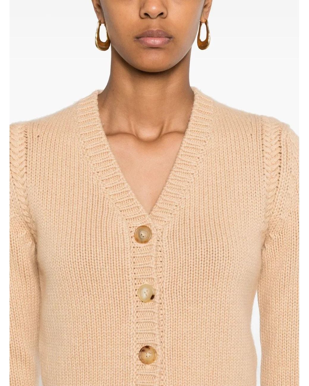 Chloé Natural V-Neck Cardigan