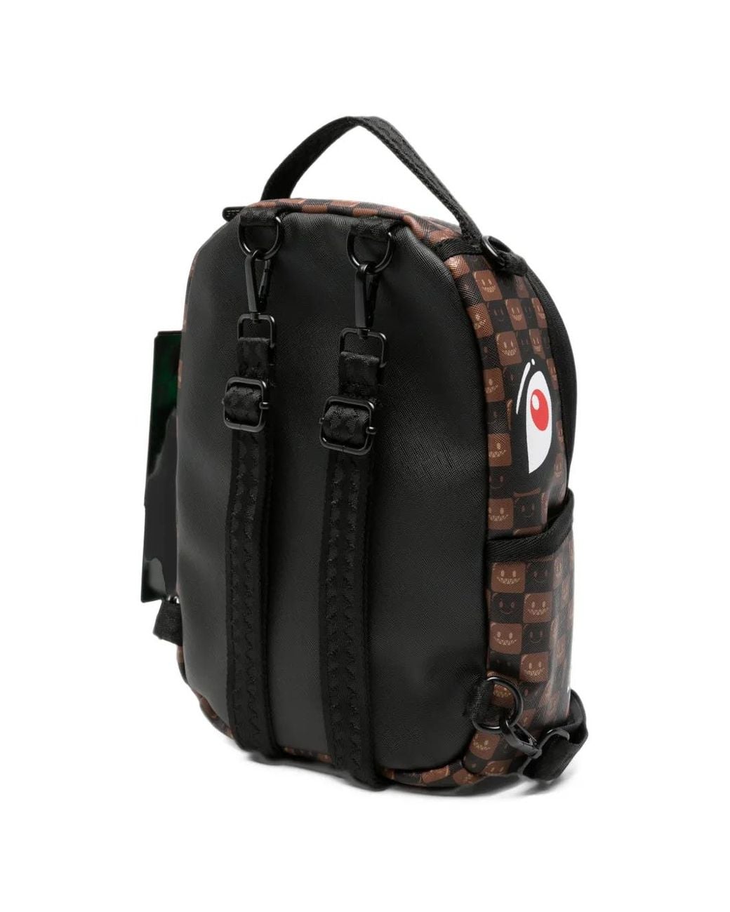 Sprayground Brown Check-Pattern Shark Mouth Backpack