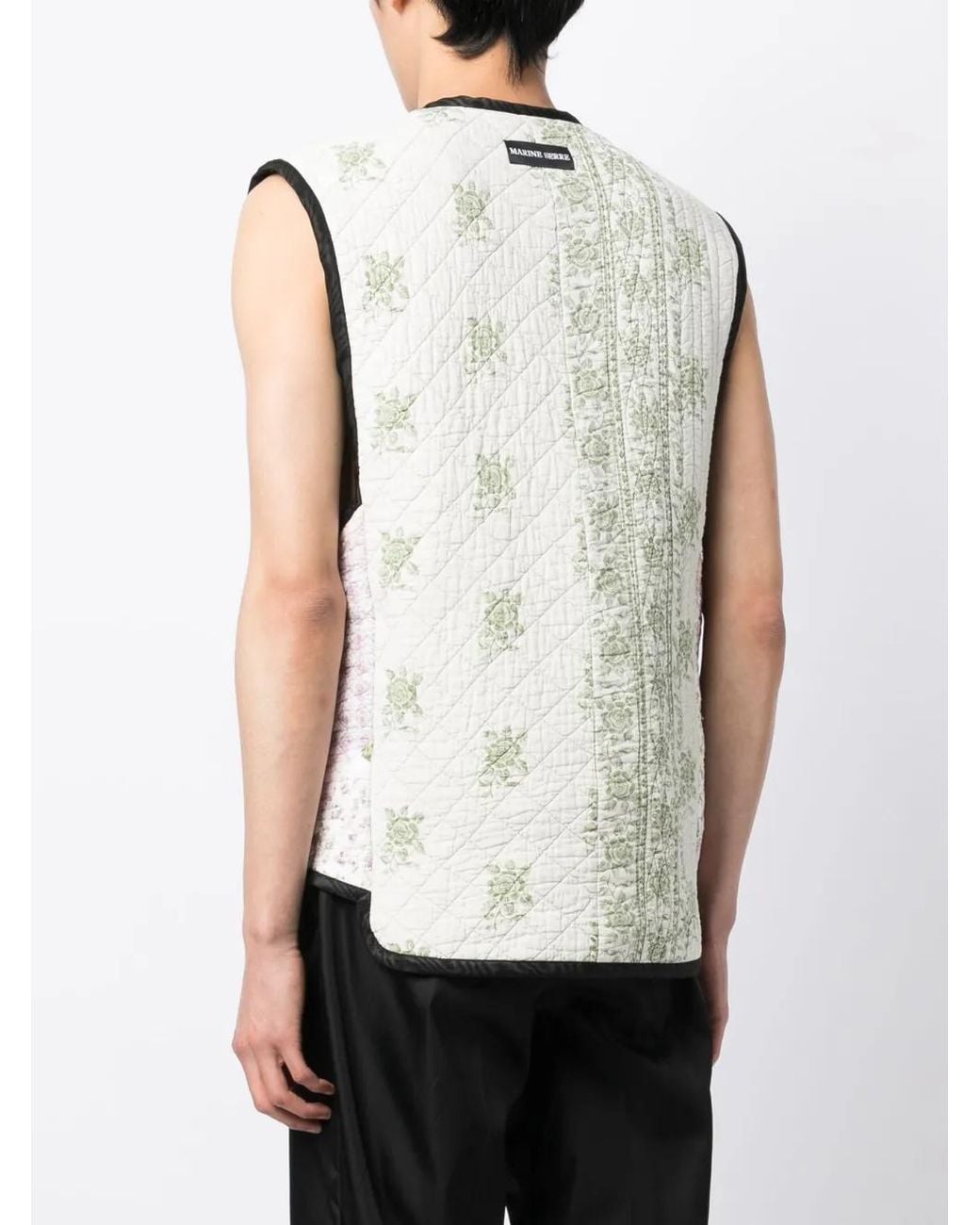 MARINE SERRE White Boutis Floral-Print Armor Gilet for men