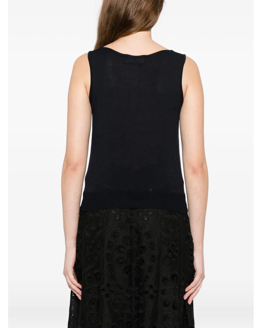 Oscar de la Renta Black Sleeveless Tank Top