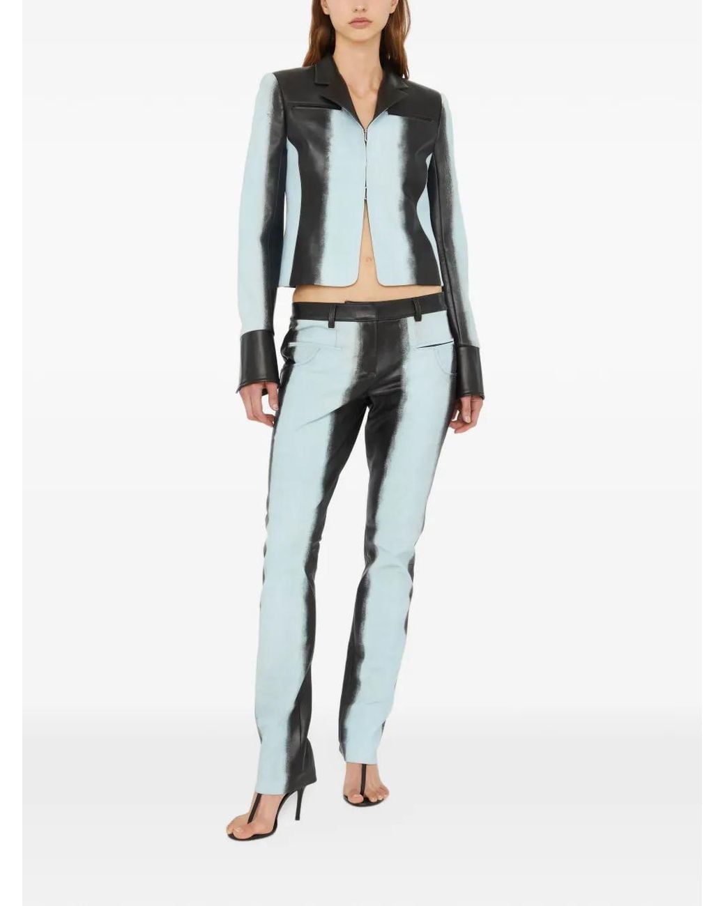 Christopher Esber Blue Scuffed Leather Trousers