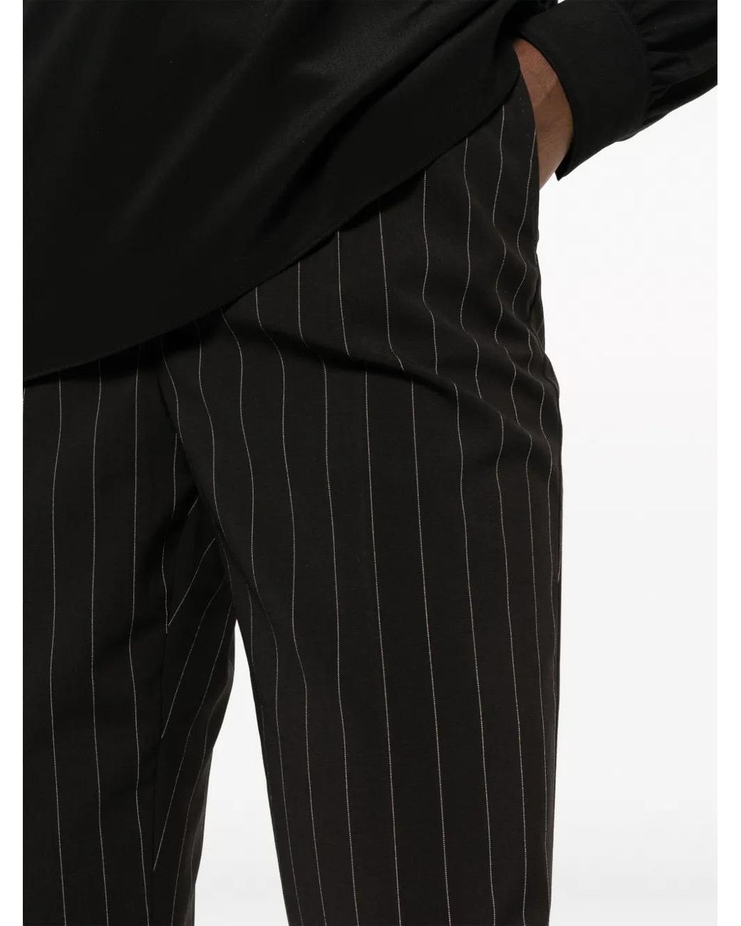 Dolce & Gabbana Black Stripe-Pattern Wool Tapered Trousers