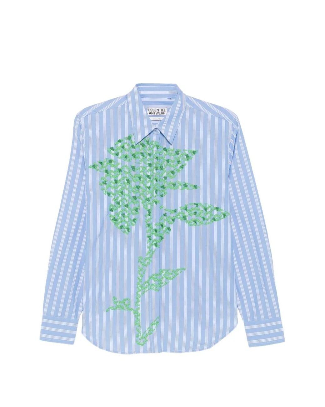 Essentiel Antwerp Blue Kdot Embroidered Striped Shirt