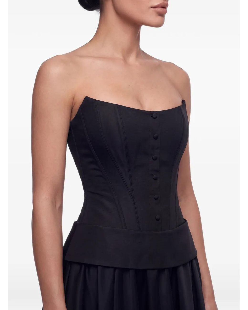 POST MERIDIEM Blue Buttoned Corset And Midi Skirt Set