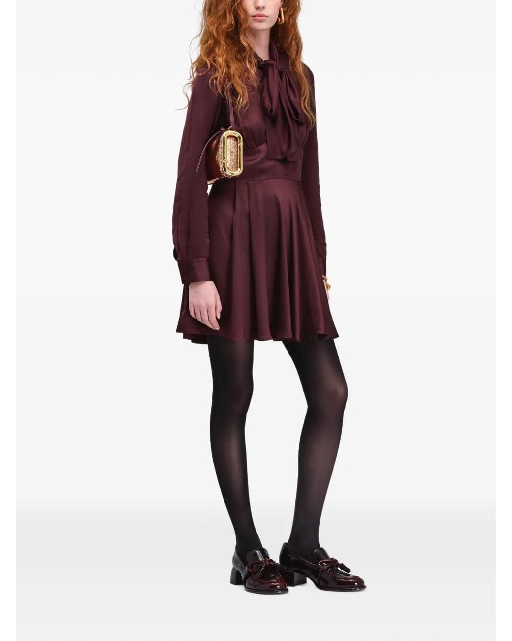 Marc Jacobs Red Pussy-Bow Long-Sleeve Mini Dress