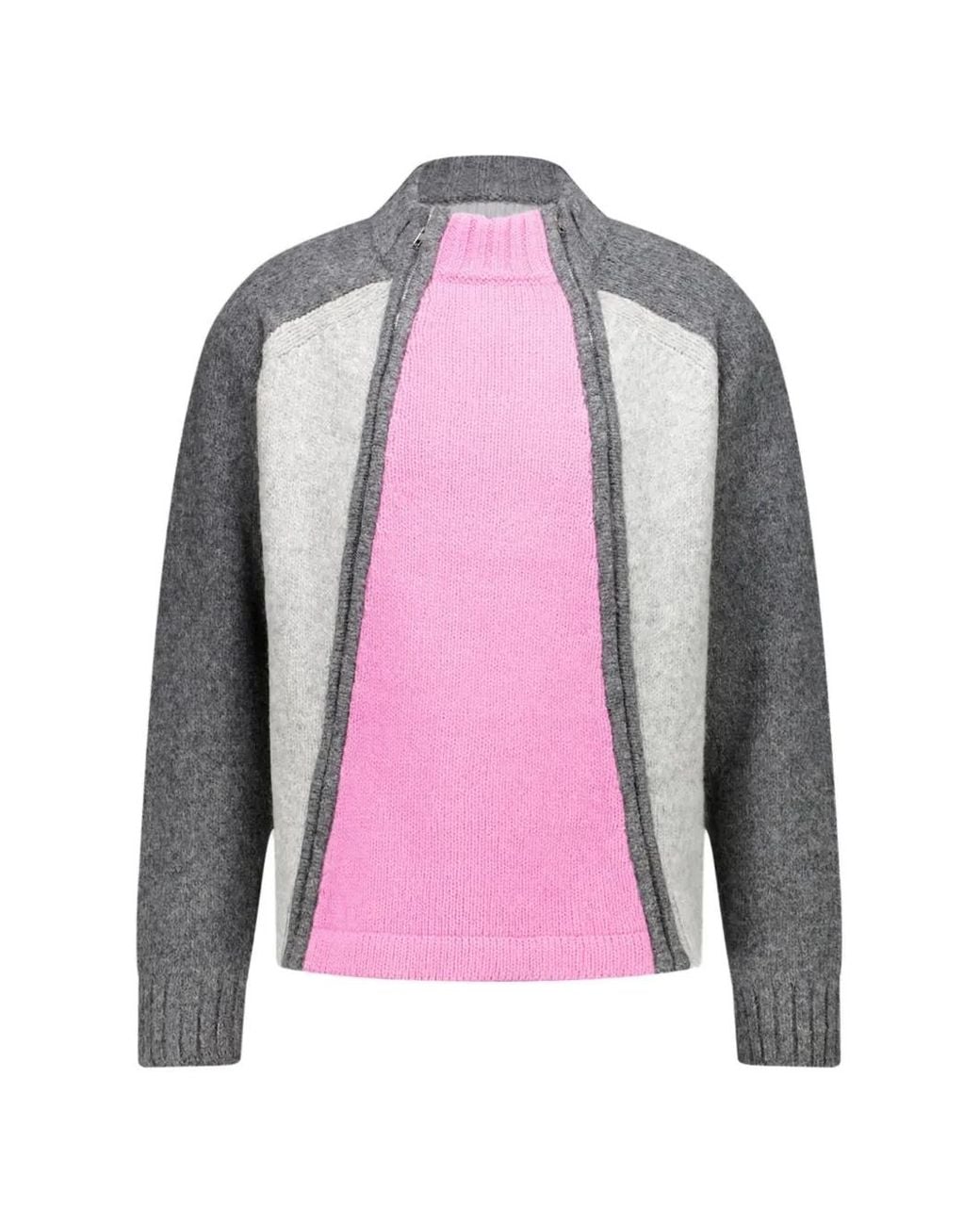 GmbH Pink Ghassan Zip Colourblock Sweater for men