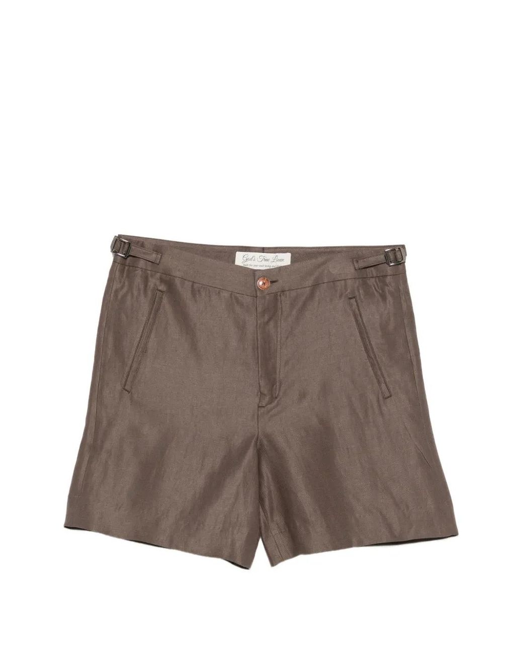 GOD'S TRUE LINEN Brown Cocoa Side-Buckle Shorts for men