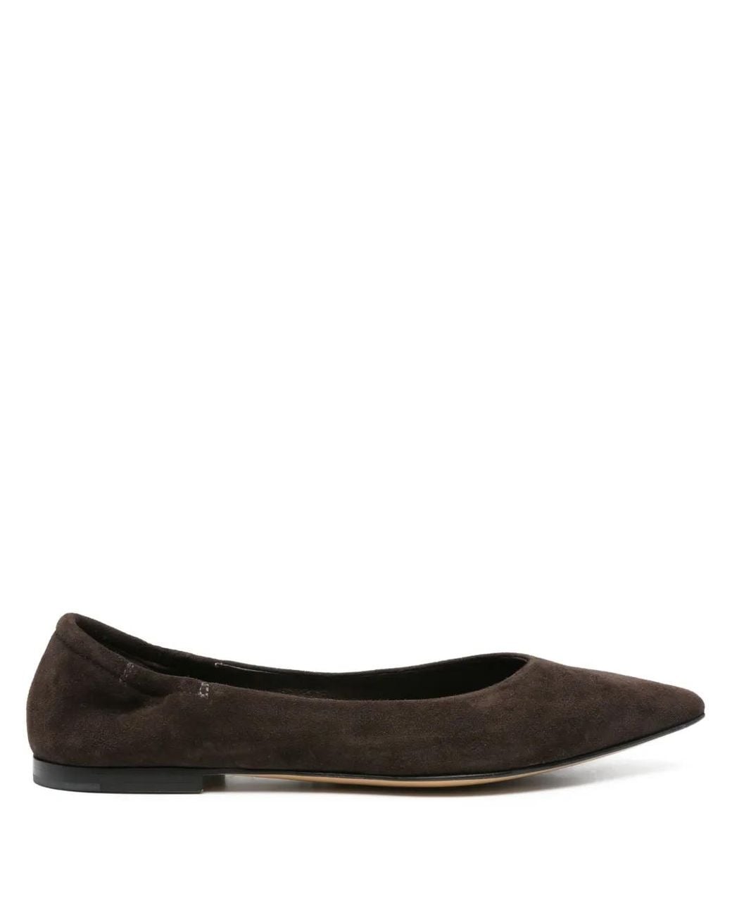 Pomme D ́Or Black Pointed-Toe Suede Ballet Flats