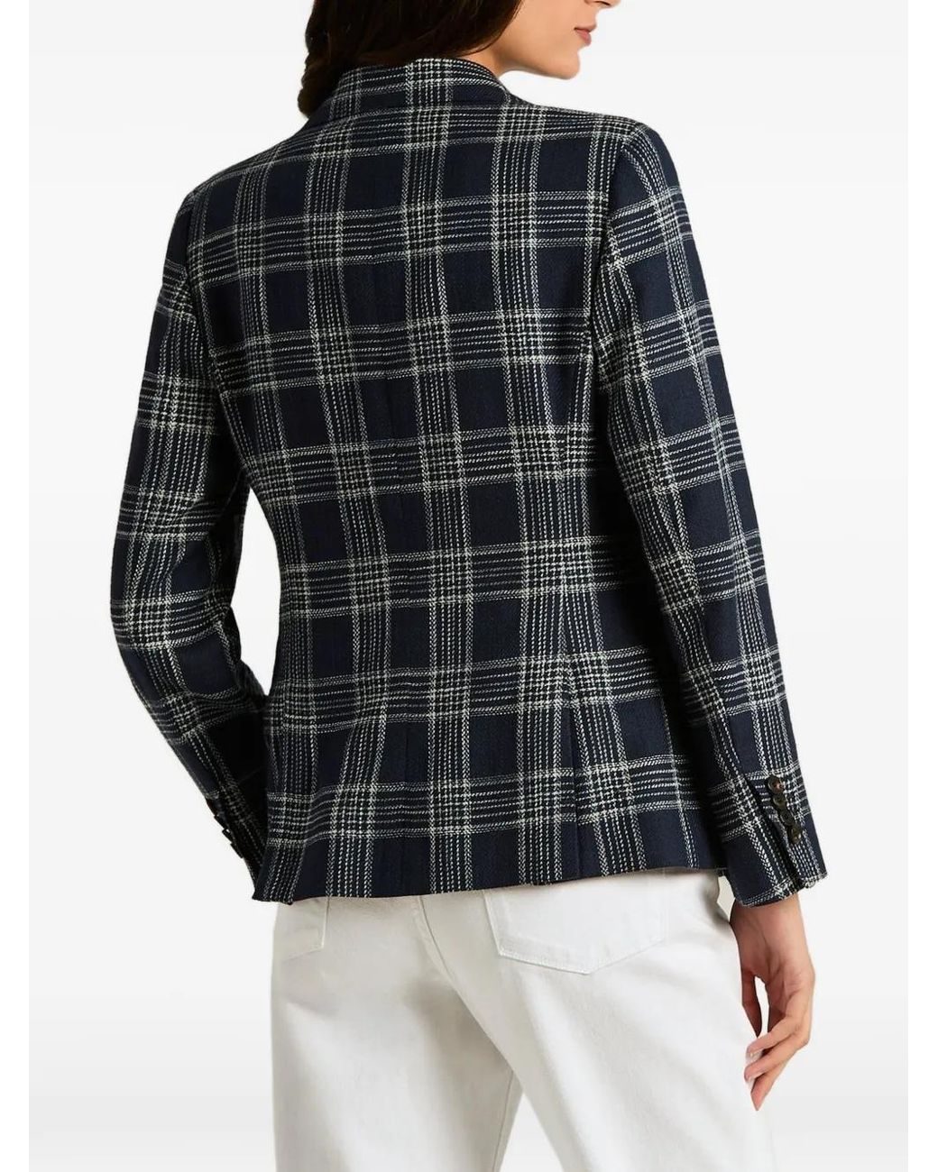Kiton Blue Checked Tailored Jacket