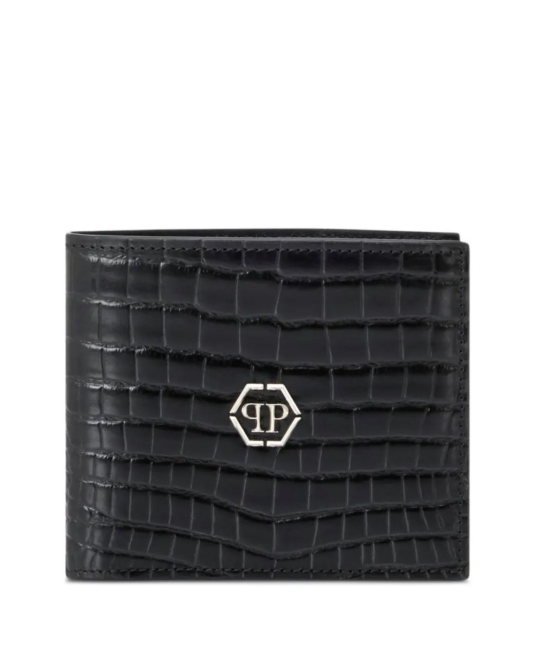 Philipp Plein Black Logo-Detail Leather Wallet for men