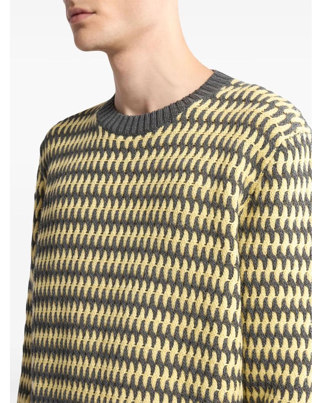 Etro Yellow Wool-Jacquard Jumper for men