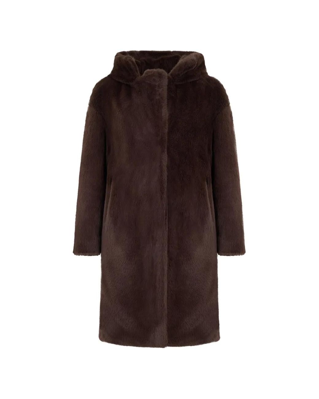 Herno Brown Faux-Fur Hooded Coat