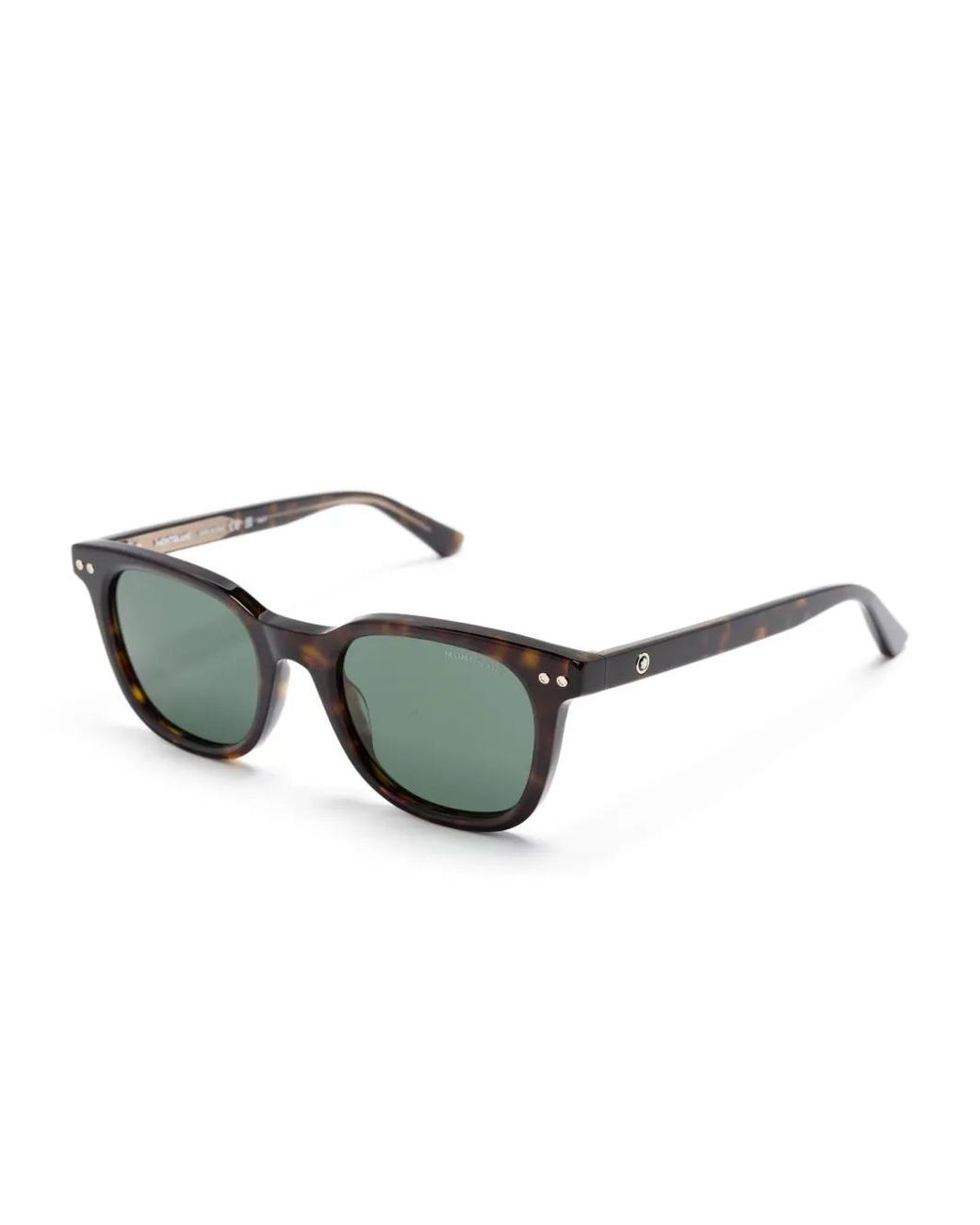 Montblanc Green Tortoiseshell Square-Frame Sunglasses for men