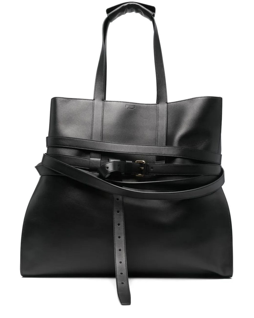 Moschino Black Leather Tote Bag for men
