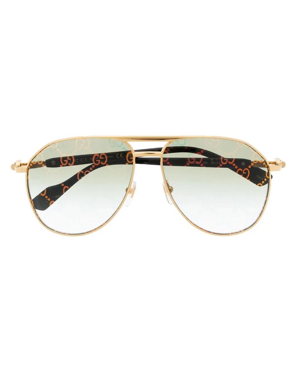 Gucci Metallic Pilot-Frame Tinted Sunglasses
