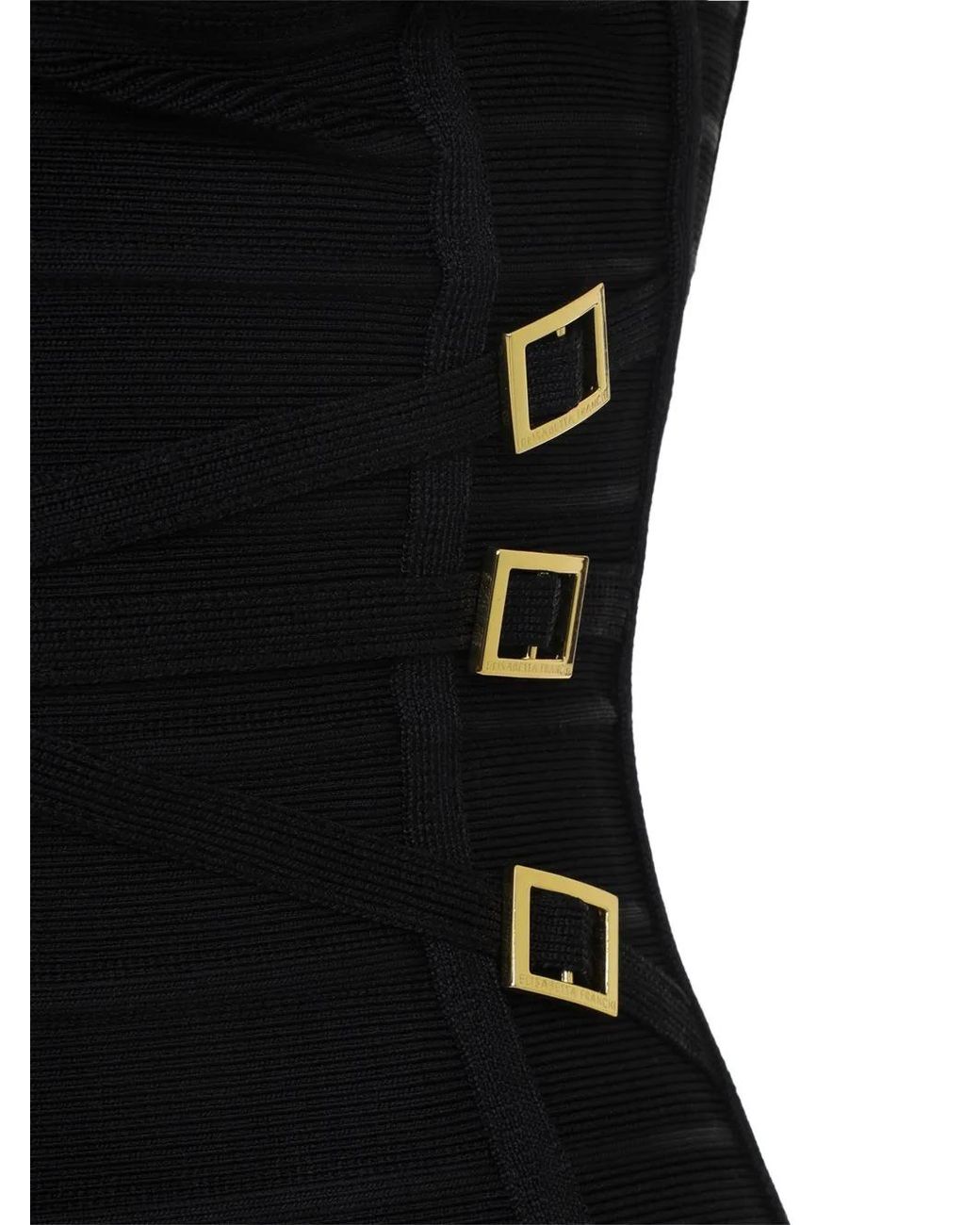 Elisabetta Franchi Black Knit Midi Dress