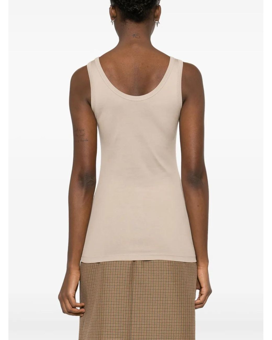 Prada Natural Triangle-logo Ribbed Tank Top