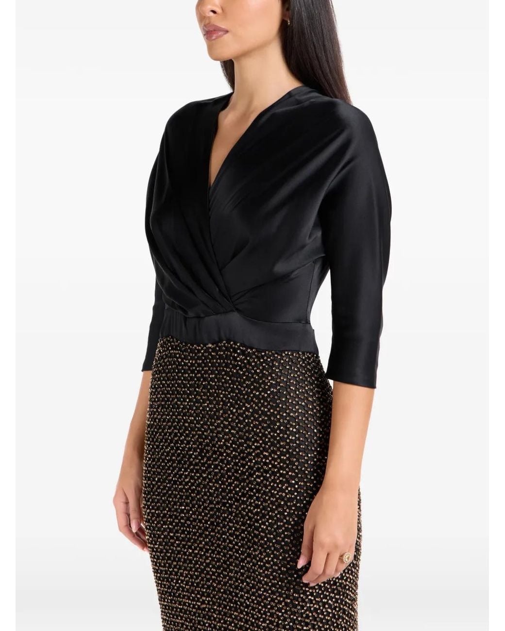 Rhea Costa Black Robe Vivienne À Ornements De Perles