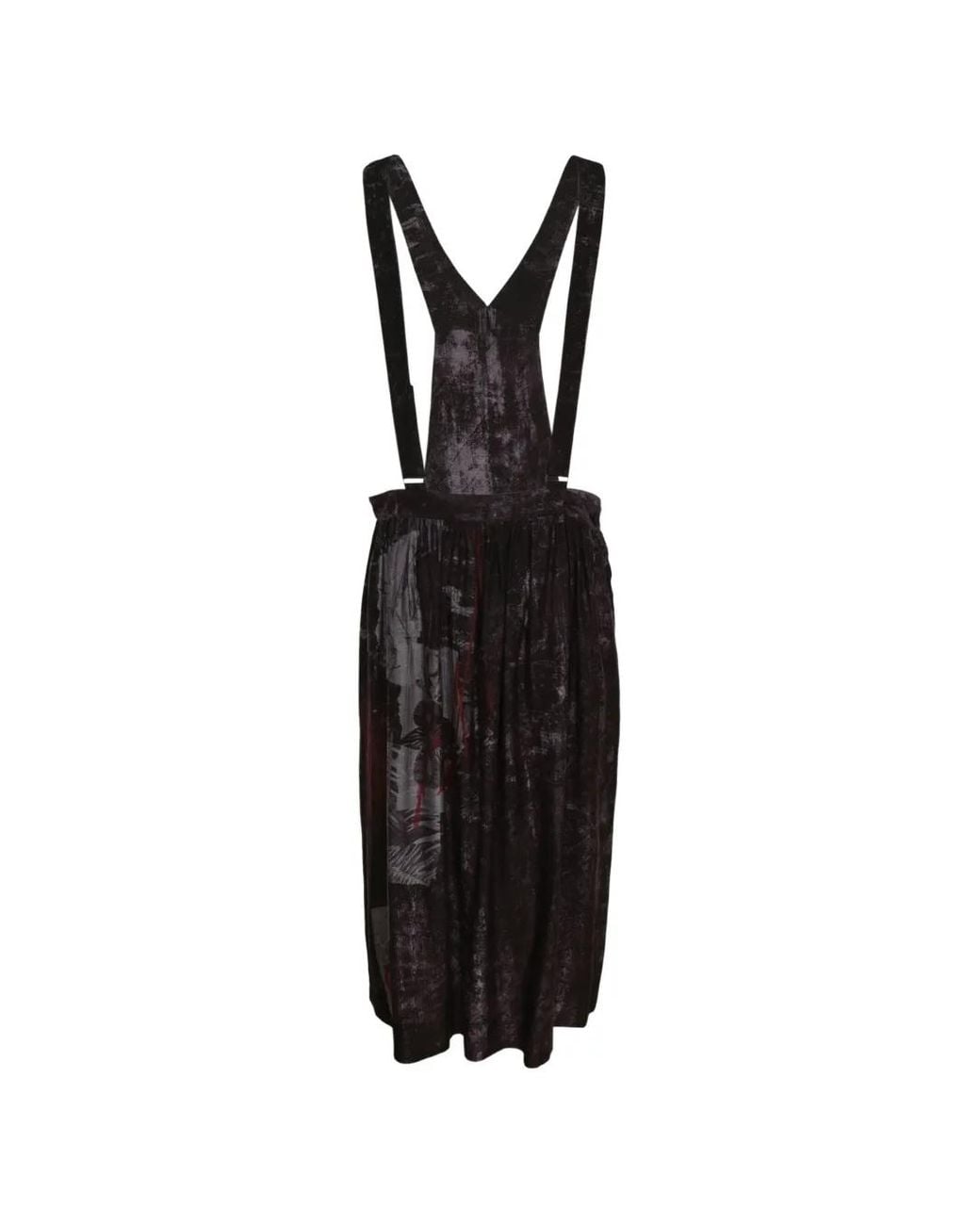 Y's Yohji Yamamoto Black Shoulder-Strap Gathered Maxi Skirt