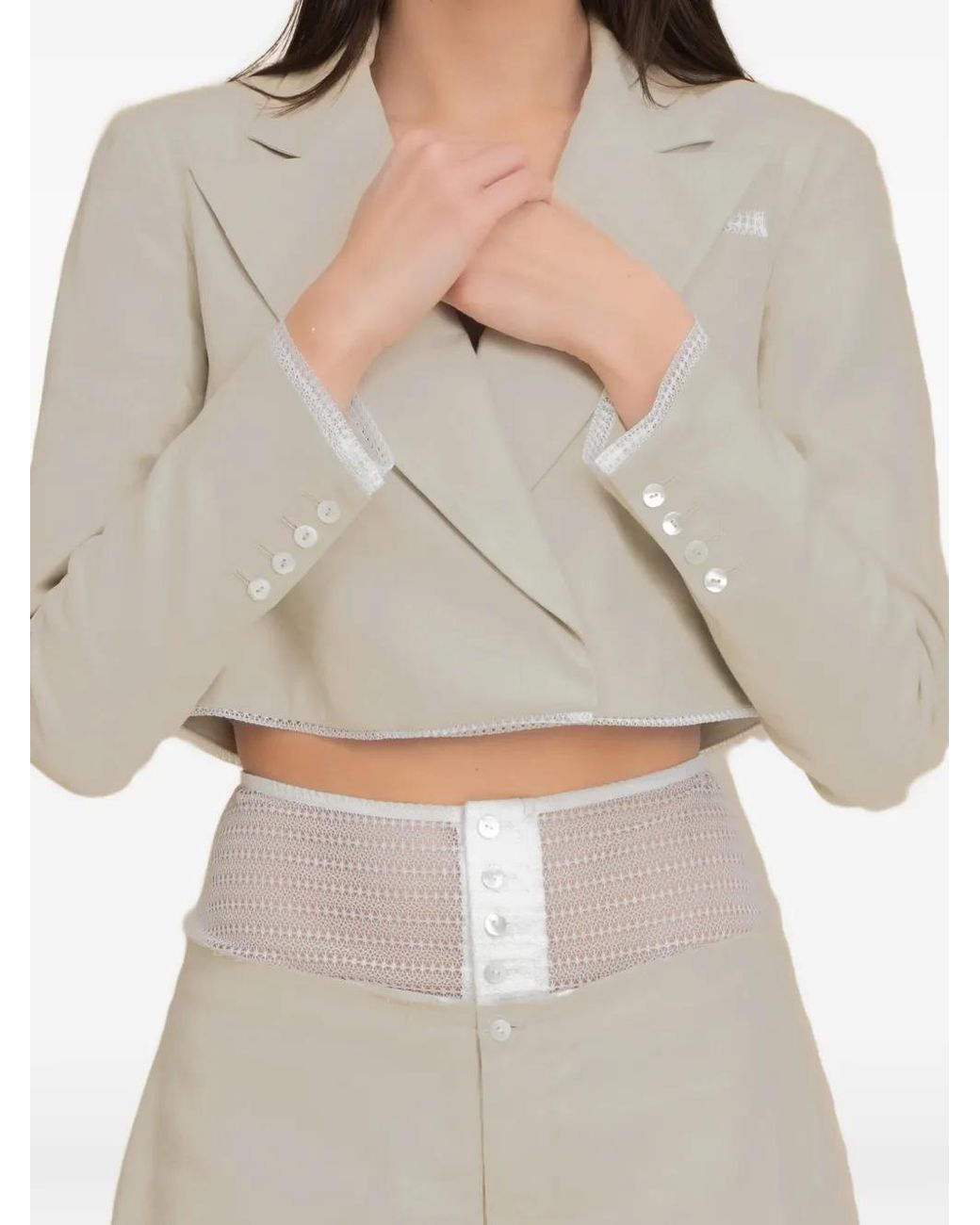 Contessa Mills White Morgaine Cropped Blazer