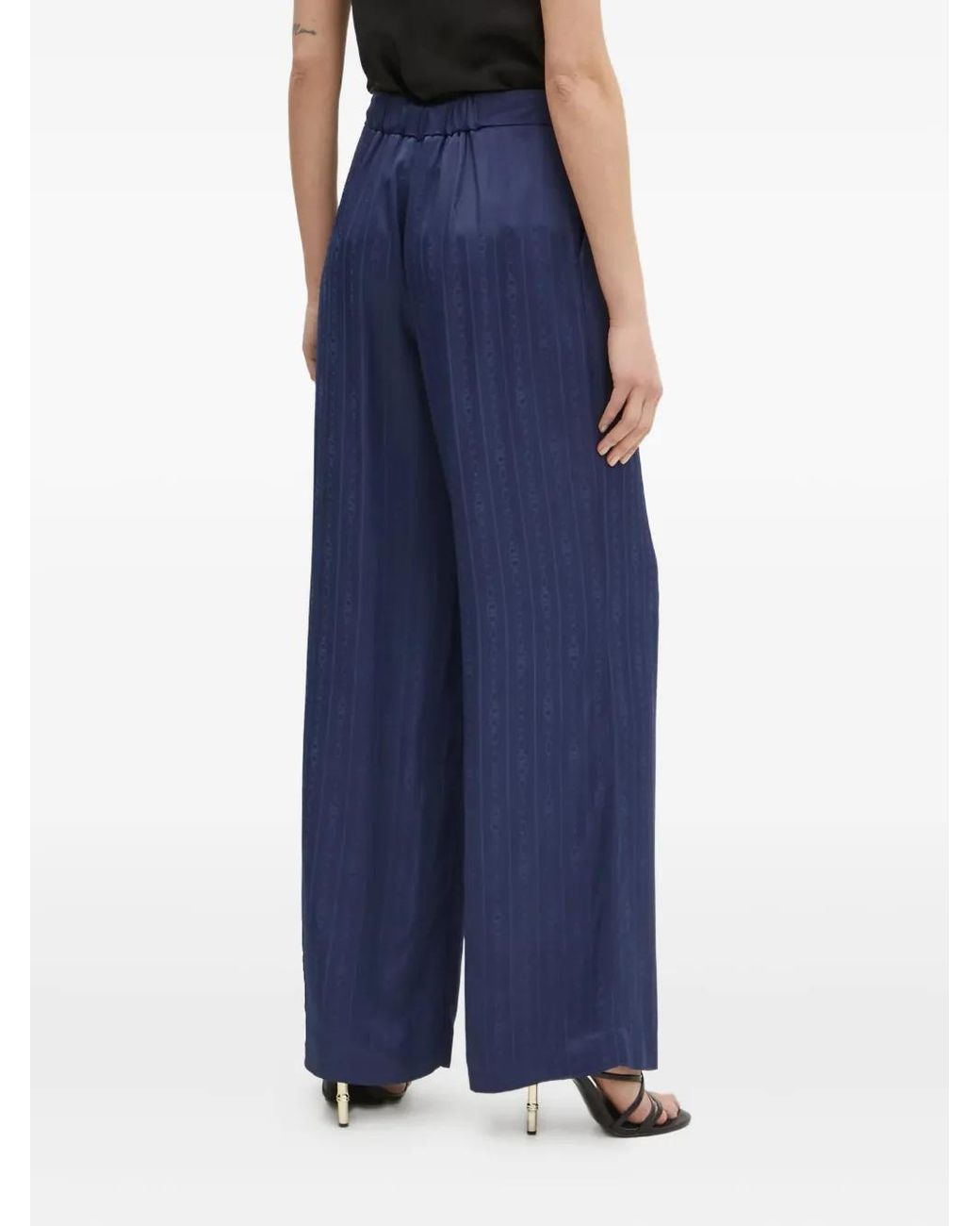 Guess Blue Button-Fastening Pattern Trousers