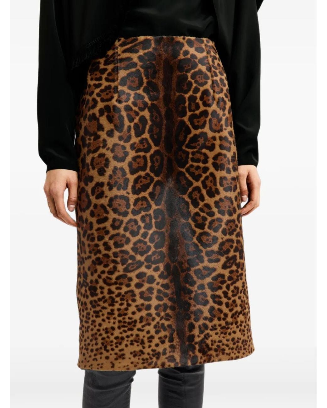 16Arlington Brown Carmen Leopard-Print Midi Skirt