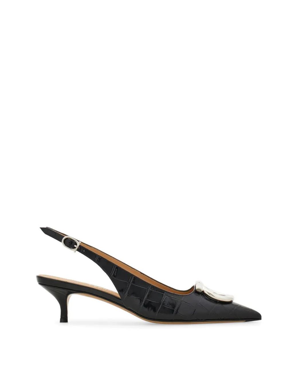 Ferragamo Black Maxi Gancini Slingbacks
