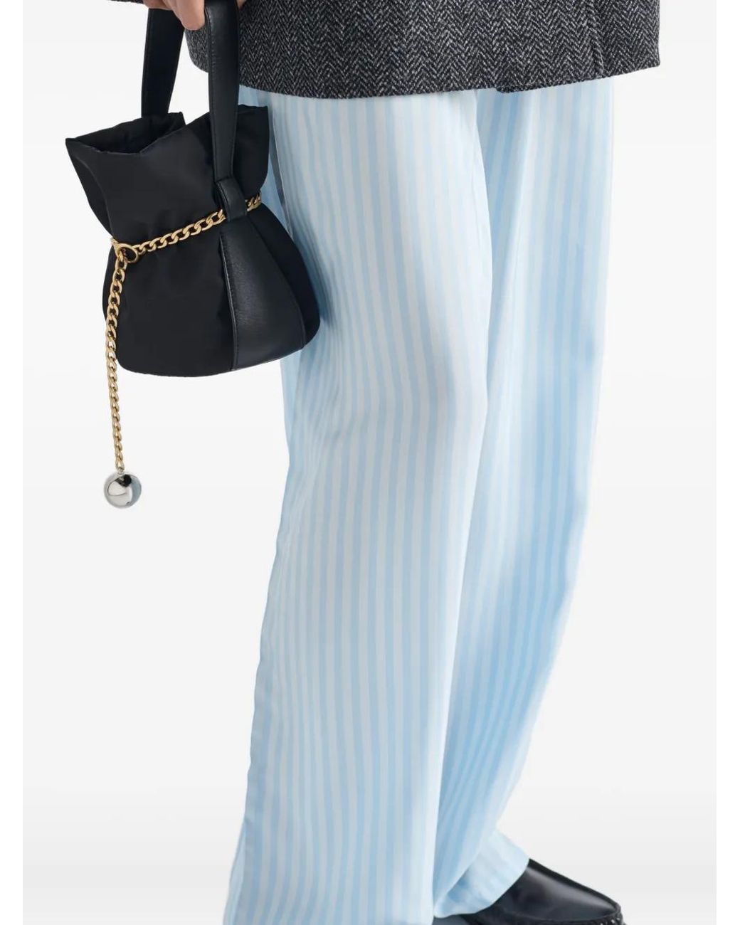 Prada Gestreepte Zijden Broek in het Blue