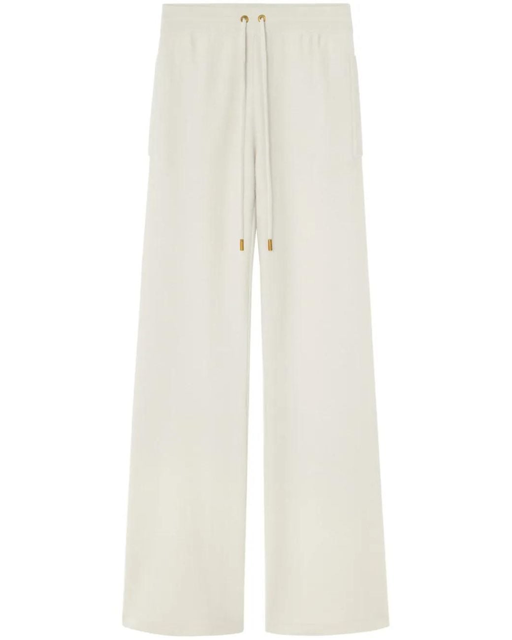 Versace White Wool-Blend Flared Towel Pants