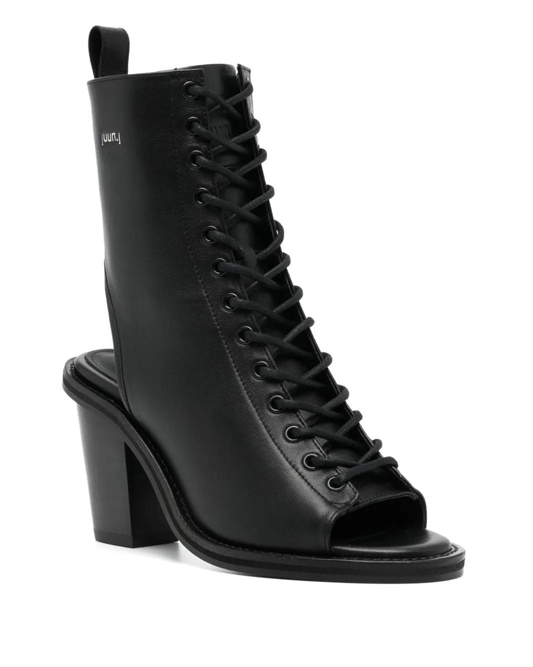 Juun.J Black 80Mm Open-Toe Leather Boots