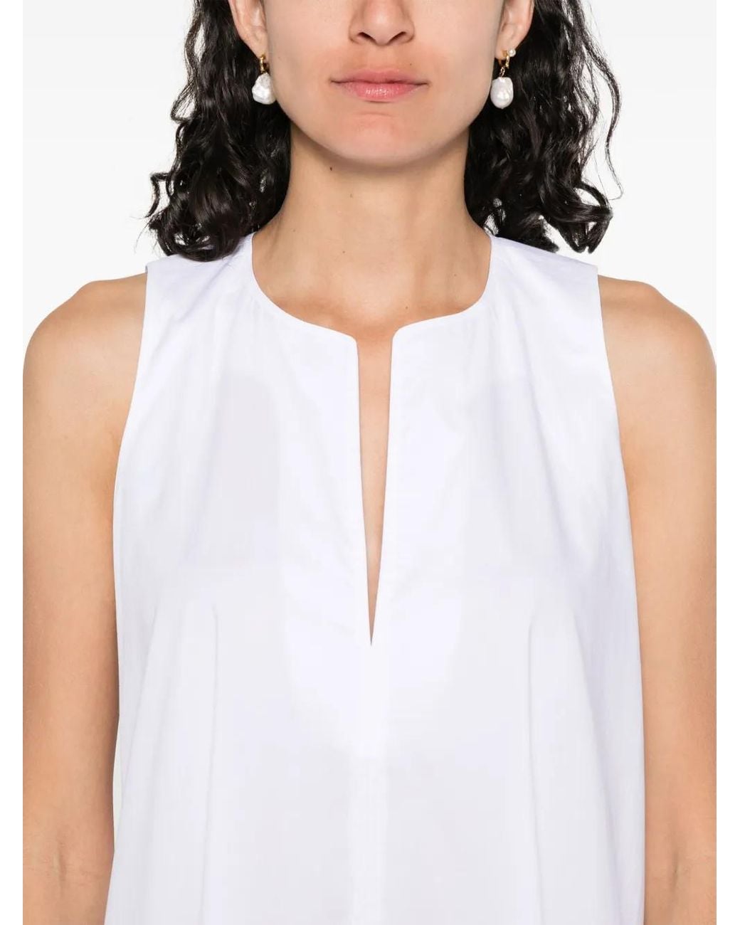 Twinset White Logo-Plaque Midi Dress