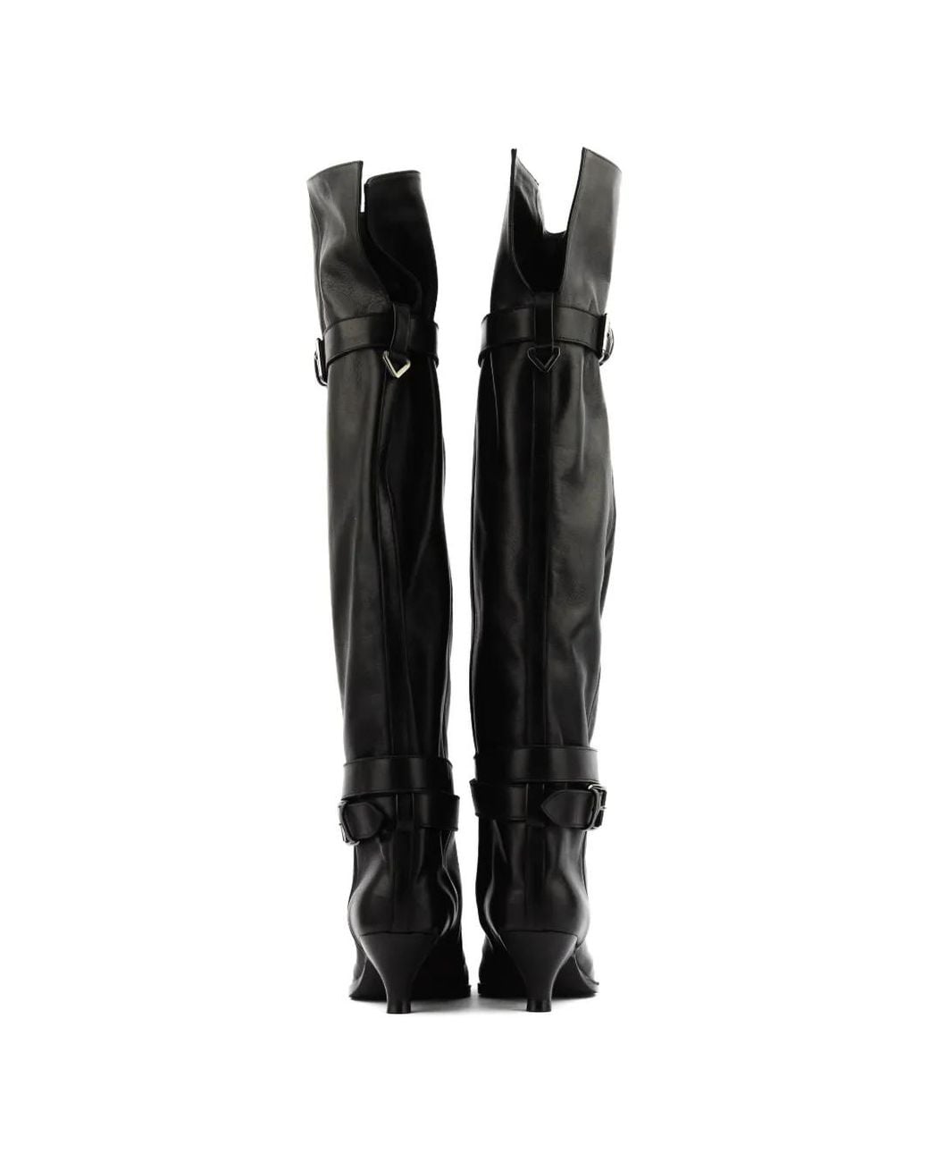 Elena Iachi Black Queenie Buckle-Strap Slouchy Boots