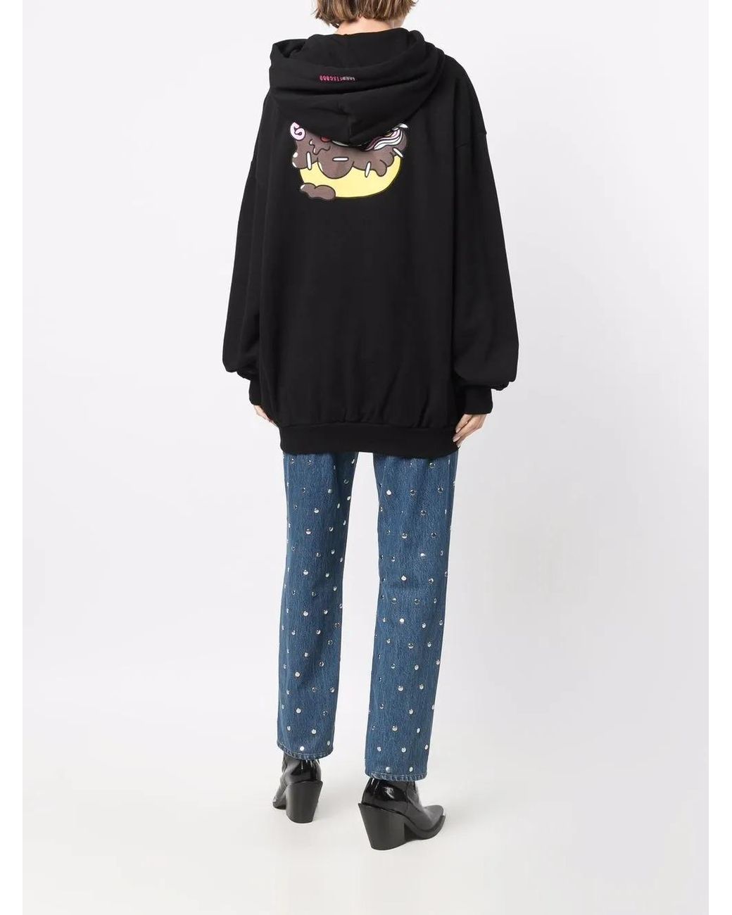 IRENEISGOOD Black Oversized Logo-Print Hoodie